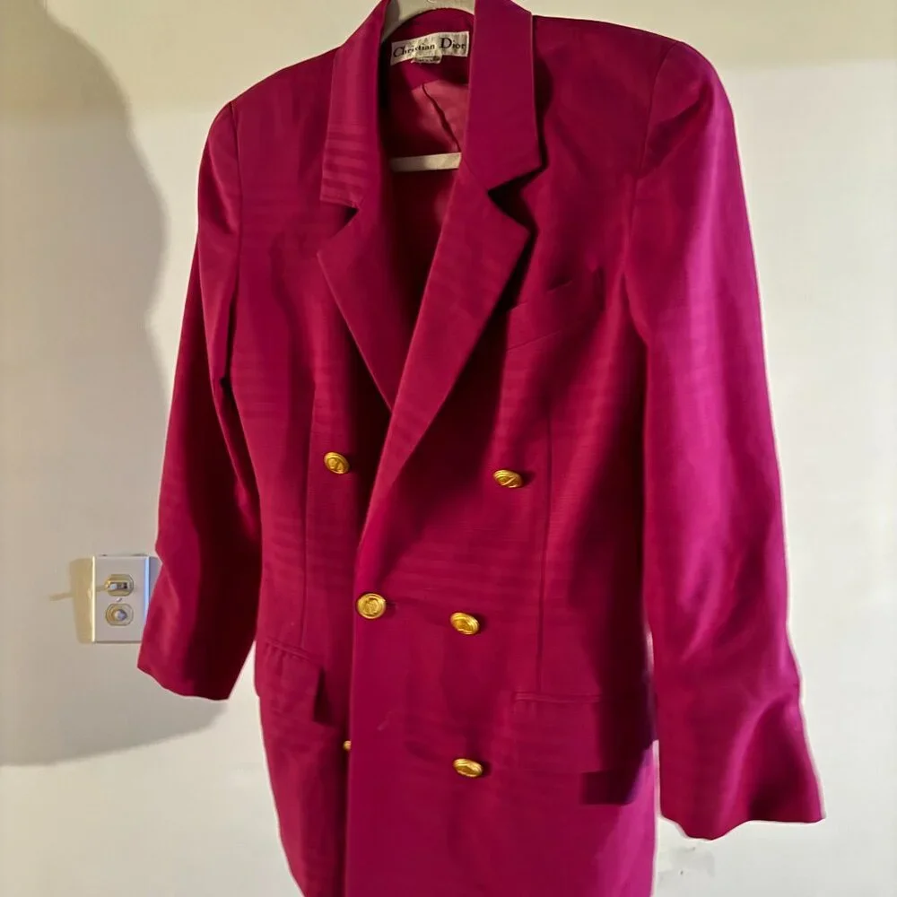 Christian Dior Silk Blazer — Burgundy / Raspberry — Size 10